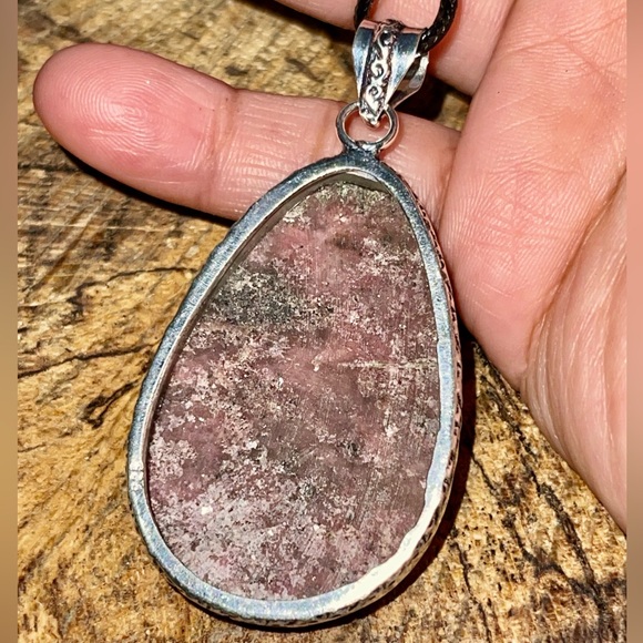 Chunky Rhodonite Pendant 2 1/2” - Picture 12 of 13